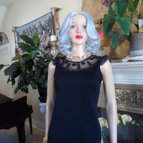 Moschino Cheapandchic Black SHeath Dress with/Embroidery Detail Size 10 - Picture 4 of 16